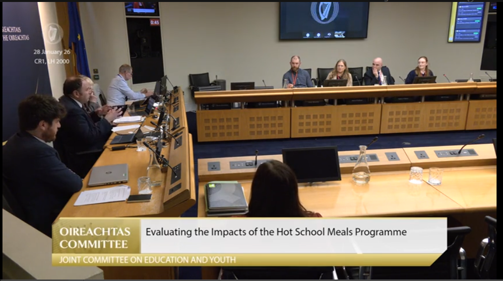 Overview of the Joint Committee on Education and Youth, showing a committee rom with Members and public sat to give evidence, at the Oireachtas in Ireland