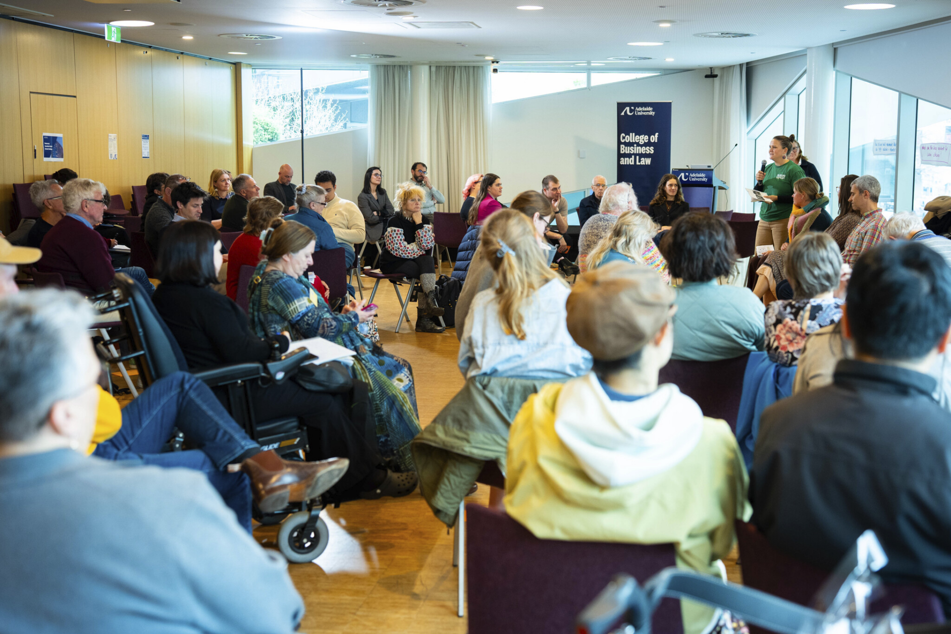 Room with participants at one of the sessions of the Democracy Festival, Adelaide, Australia